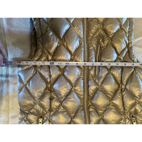 Calvin Klein Puffer Vest Womens Small Champagne‎ Silver Metallic Down Quilted - Picture 12 of 14
